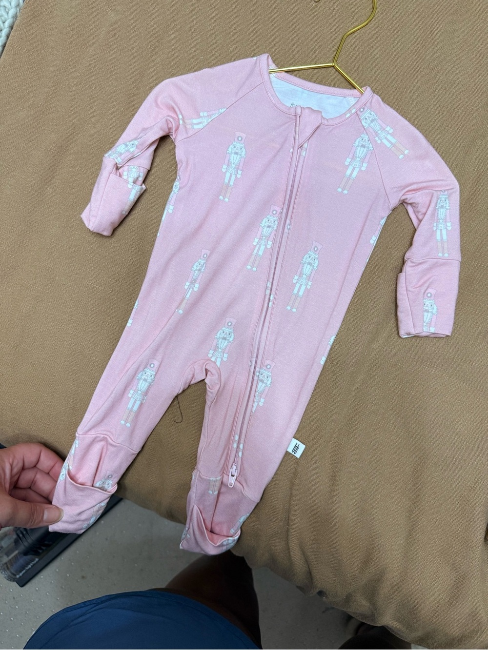 Soft Pink Nutcracker Zip-Front Footed One-Piece for Kids